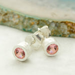 Pink Tourmaline October Birthstone Sterling Silver Stud Earrings
