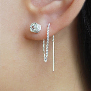 White Topaz November Birthstone Chain Threader Sterling Silver Earrings