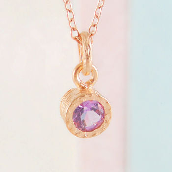Amethyst February Birthstone Rose Gold Gemstone Pendant Necklace