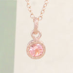 Pink Tourmaline October Birthstone Rose Gold Necklace