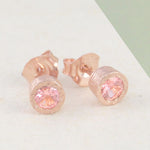 Pink Tourmaline October Birthstone Rose Gold Stud Earrings