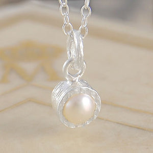Freshwater White Pearl Birthstone Silver Necklace