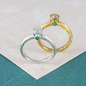 Emerald Hidden Birthstone And Topaz Gold/Silver Ring
