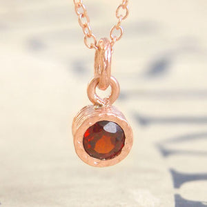 Garnet Rose Gold January Birthstone Pendant Necklace