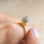 Gold Labradorite Geometric Crown Statement Ring