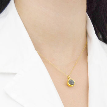 Moonstone And Labradorite Reversible Gold Charm Necklace