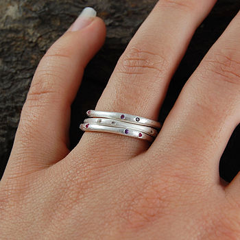 Birthstone Gemstone Fine Silver Ring