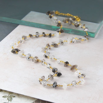 Delicate Nugget Herkimer Diamond Gold Necklace