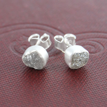 Rough Diamond Sterling Silver Stud Earrings