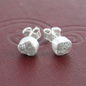 Rough Diamond Sterling Silver Stud Earrings