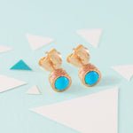 Turquoise Rose Gold December Birthstone Stud Earrings