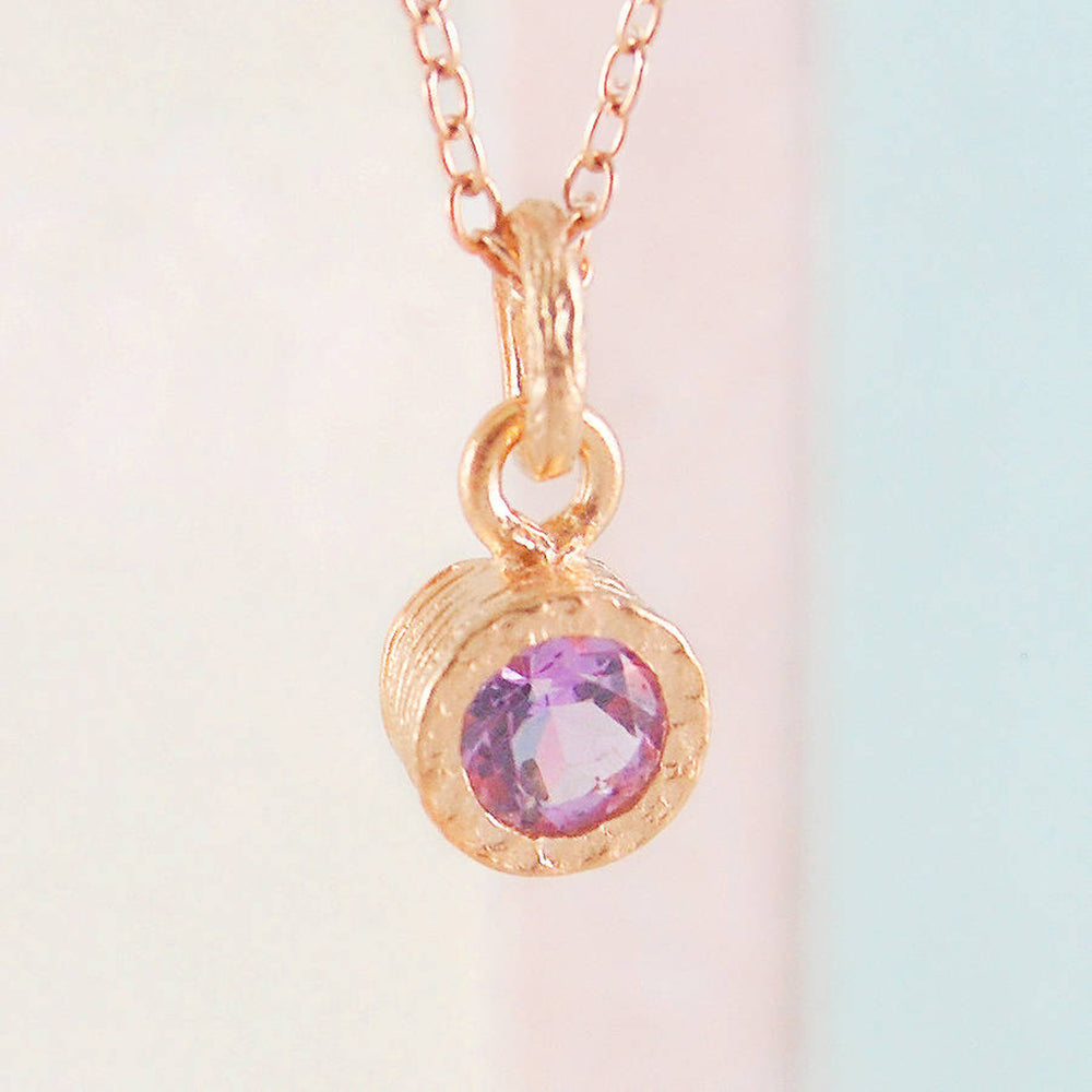 Amethyst Rose Gold February Birthstone Pendant Necklace