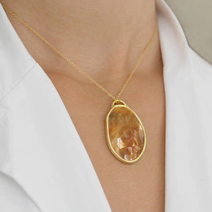Gold Birthstone Statement Golden Sapphire Necklace