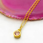 Pink Tourmaline October Birthstone Gold Necklace