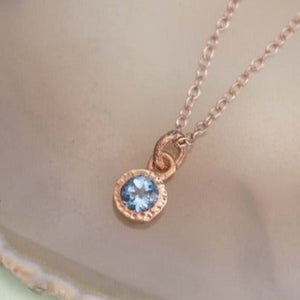 Blue Topaz Rose Gold November Birthstone Pendant Necklace