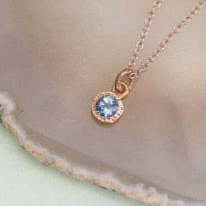 
            
                Load image into Gallery viewer, Blue Topaz Rose Gold November Birthstone Pendant Necklace
            
        