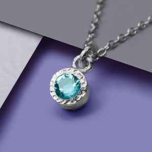 Blue Topaz Sterling Silver November Birthstone Pendant Necklace