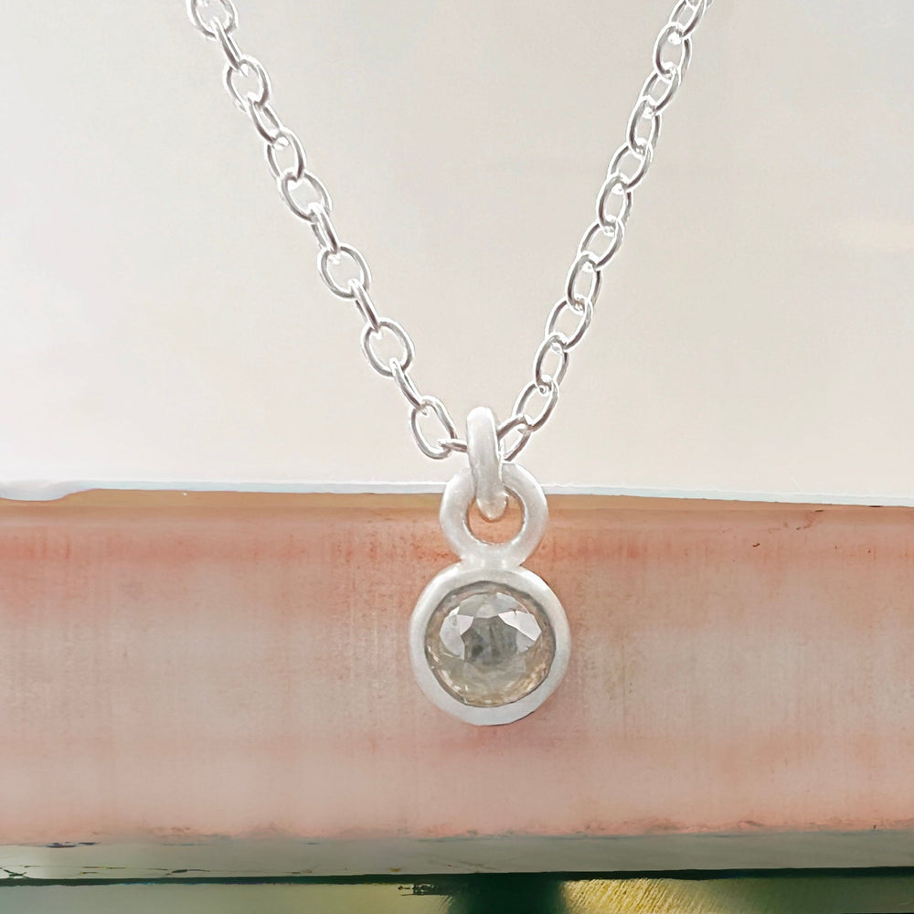 Icy Diamond April Birthstone Sterling Silver Pendant Necklace