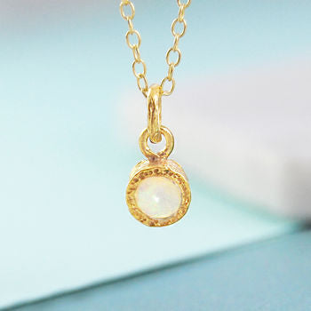 Opal Gold October Birthstone Pendant Necklace