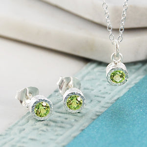 
            
                Load image into Gallery viewer, Peridot Sterling Silver August Birthstone Jewellery Set
            
        