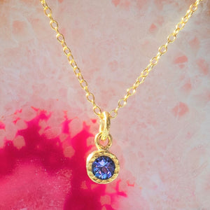Tanzanite Gold December Birthstone Pendant Necklace