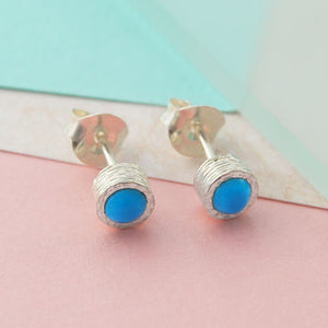 
            
                Load image into Gallery viewer, Turquoise Sterling Silver December Birthstone Stud Earrings
            
        