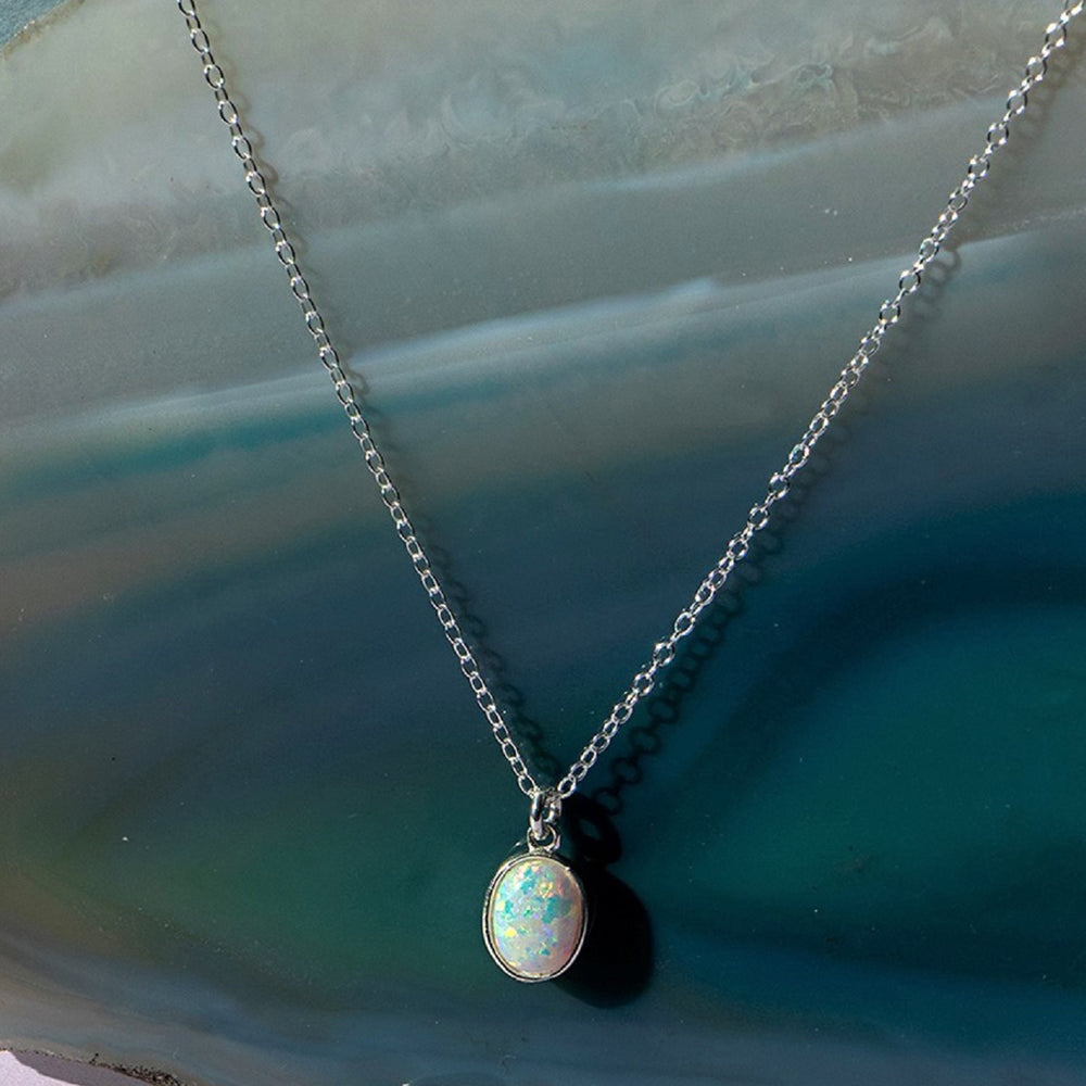 Welo Opal Sterling Silver October Birthstone Pendant Necklace