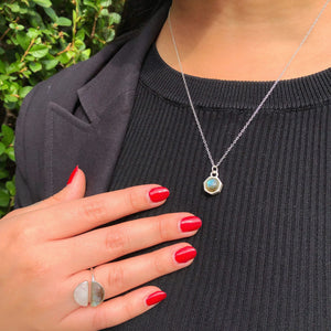 Double Sided Labradorite and Moonstone Sterling Silver Necklace and Ring