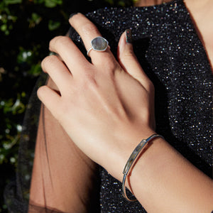
            
                Load image into Gallery viewer, Labradorite Polished Gemstone Silver Bangle and Ring
            
        