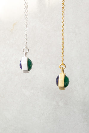 
            
                Load image into Gallery viewer, Silver Tiny Blue And Green Kyantie Charm Necklace
            
        