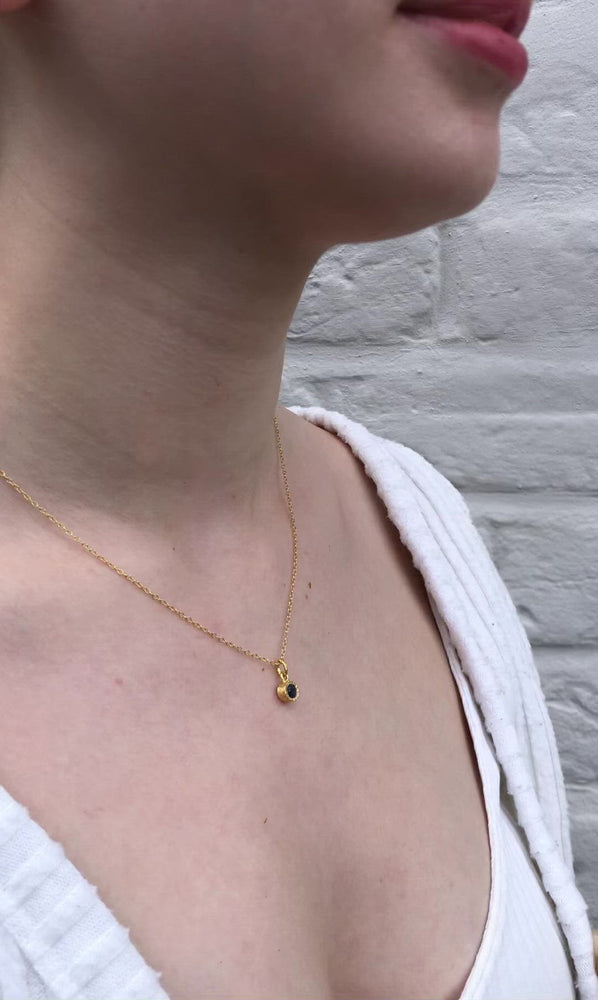 Gold And Black Spinel Dot Birthstone Necklace