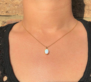 Welo Opal Rose Gold October Birthstone Pendant Necklace