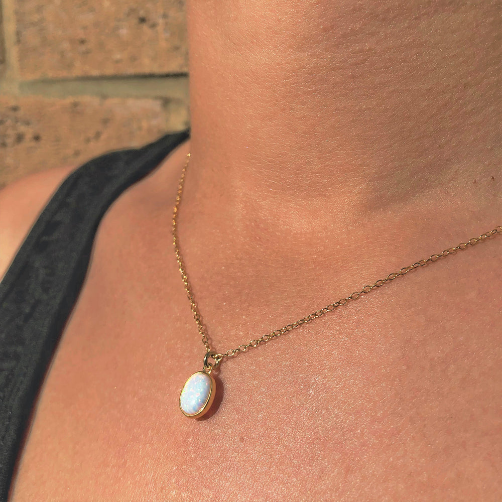 
            
                Load image into Gallery viewer, Silver Natural Opal Pendant Necklace
            
        