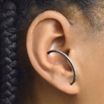 White Topaz Oxidised Silver Cartilage Hoop Earrings Ear Cuffs
