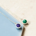 Silver Tiny Blue And Green Kyantie Charm Necklace