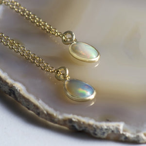 
            
                Load image into Gallery viewer, Ethiopian Opal October Birthstone Gold Necklace
            
        