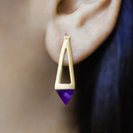 Rose Gold Labradorite Geometric Earrings