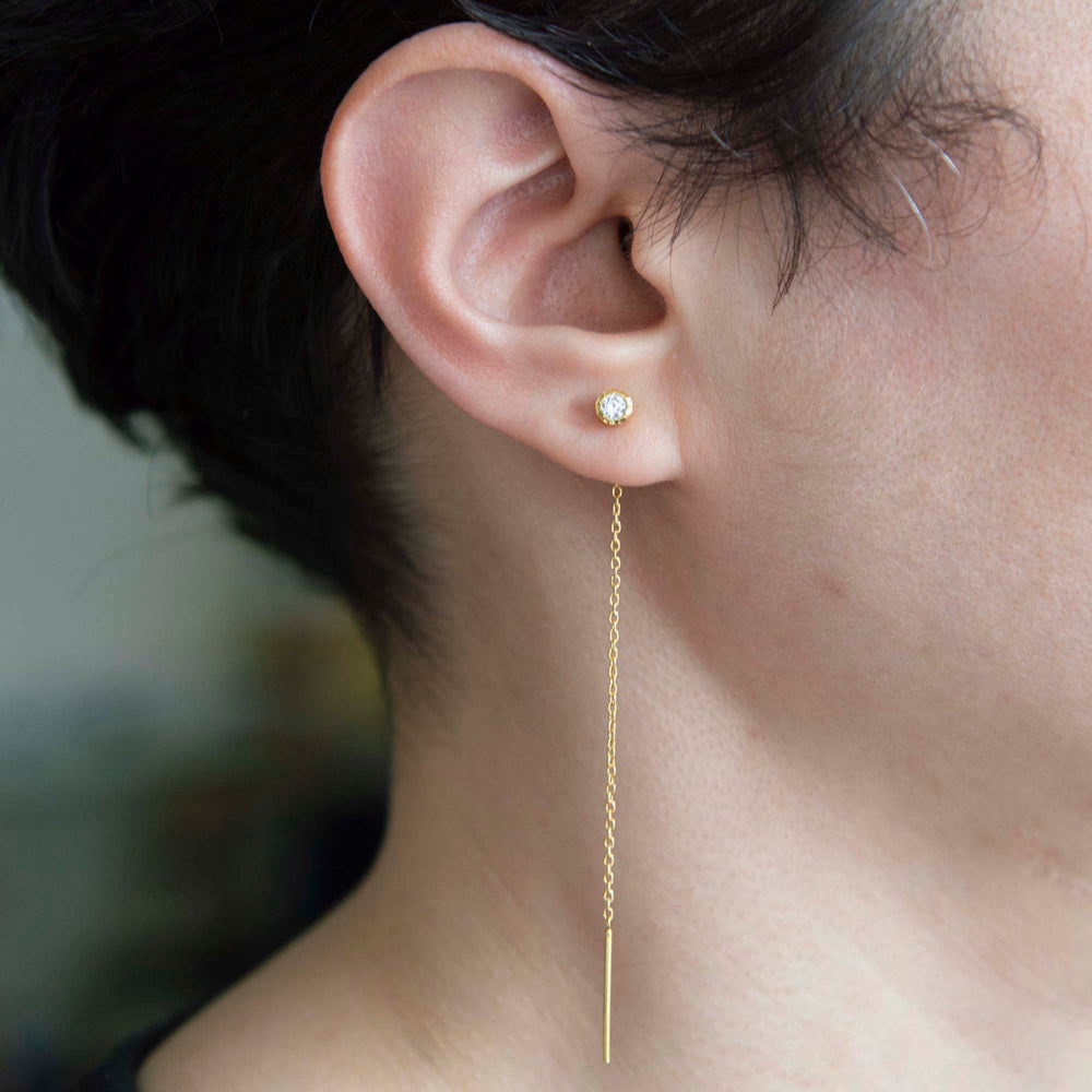 Topaz Birthstone Gold Threader Earrings
