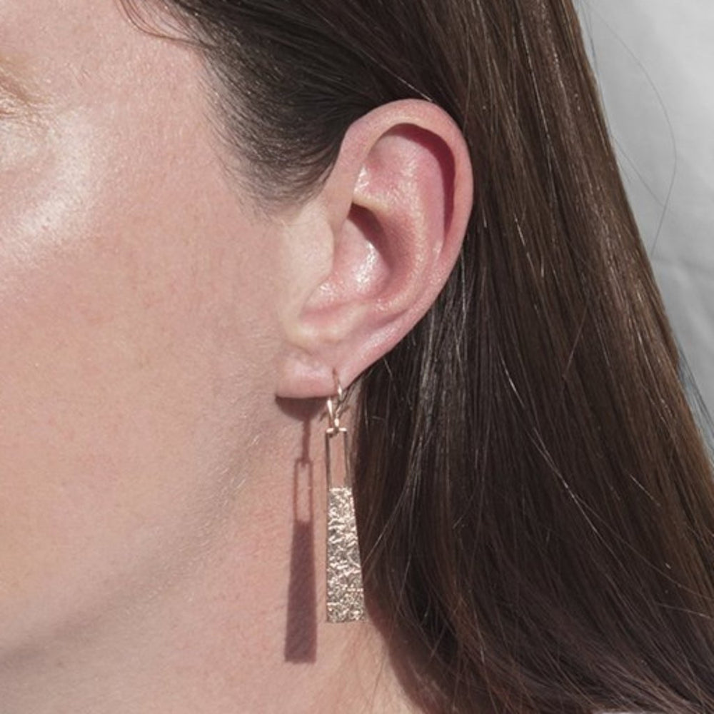 Textured Rose Gold Long Drop Earrings