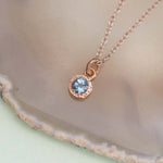 Blue Topaz Rose Gold November Birthstone Pendant Necklace