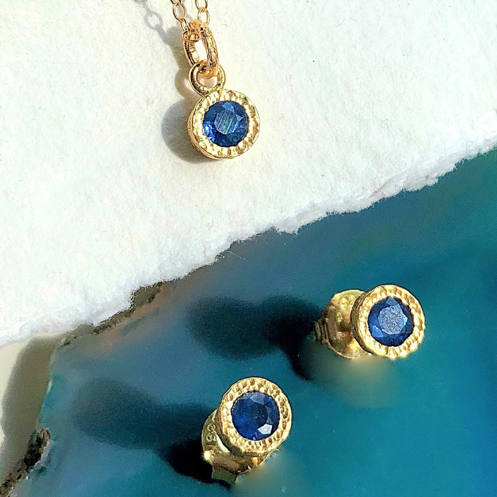 Sapphire September Birthstone Gold Jewellery Set