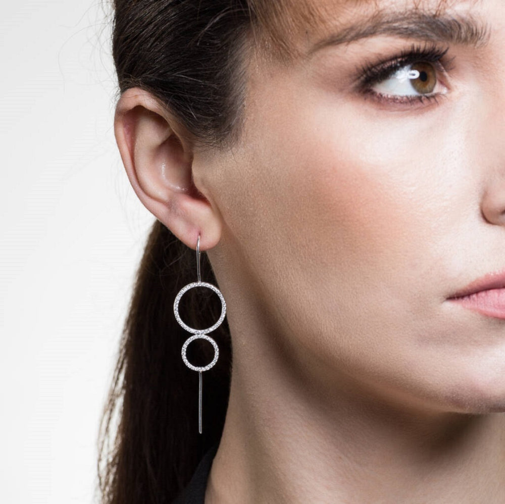 
            
                Load image into Gallery viewer, Topaz Gold Double Circle Ear Cuff Earrings
            
        