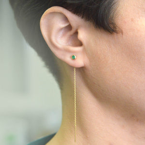 Emerald May Birthstone Gold Vermeil Threader Earrings