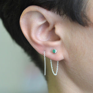 Gold Emerald Threader Earrings
