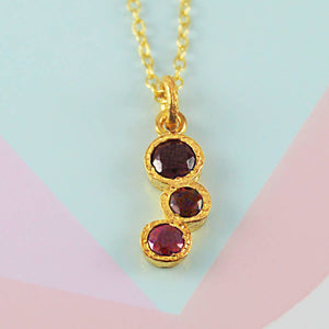 Garnet and Pink Ruby Gold Vermeil January Birthstone Necklace 