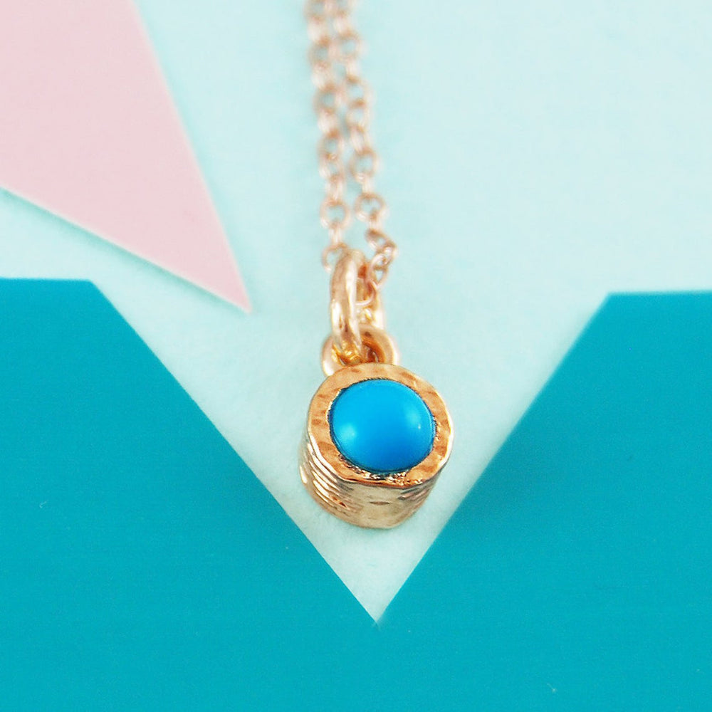 Turquoise Rose Gold December Birthstone Pendant Necklace