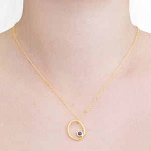 Gold Sapphire September Birthstone Oval Necklace