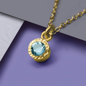 Blue Topaz Gold November Birthstone Pendant Necklace