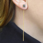 Labradorite Gold Geometric Threader Earrings