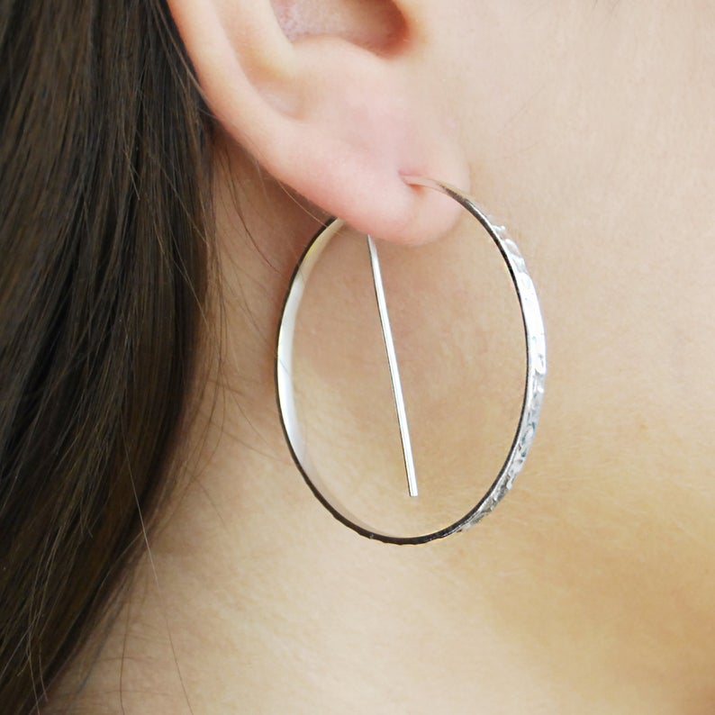 Geometric Round Rose Gold Hoop Earrings